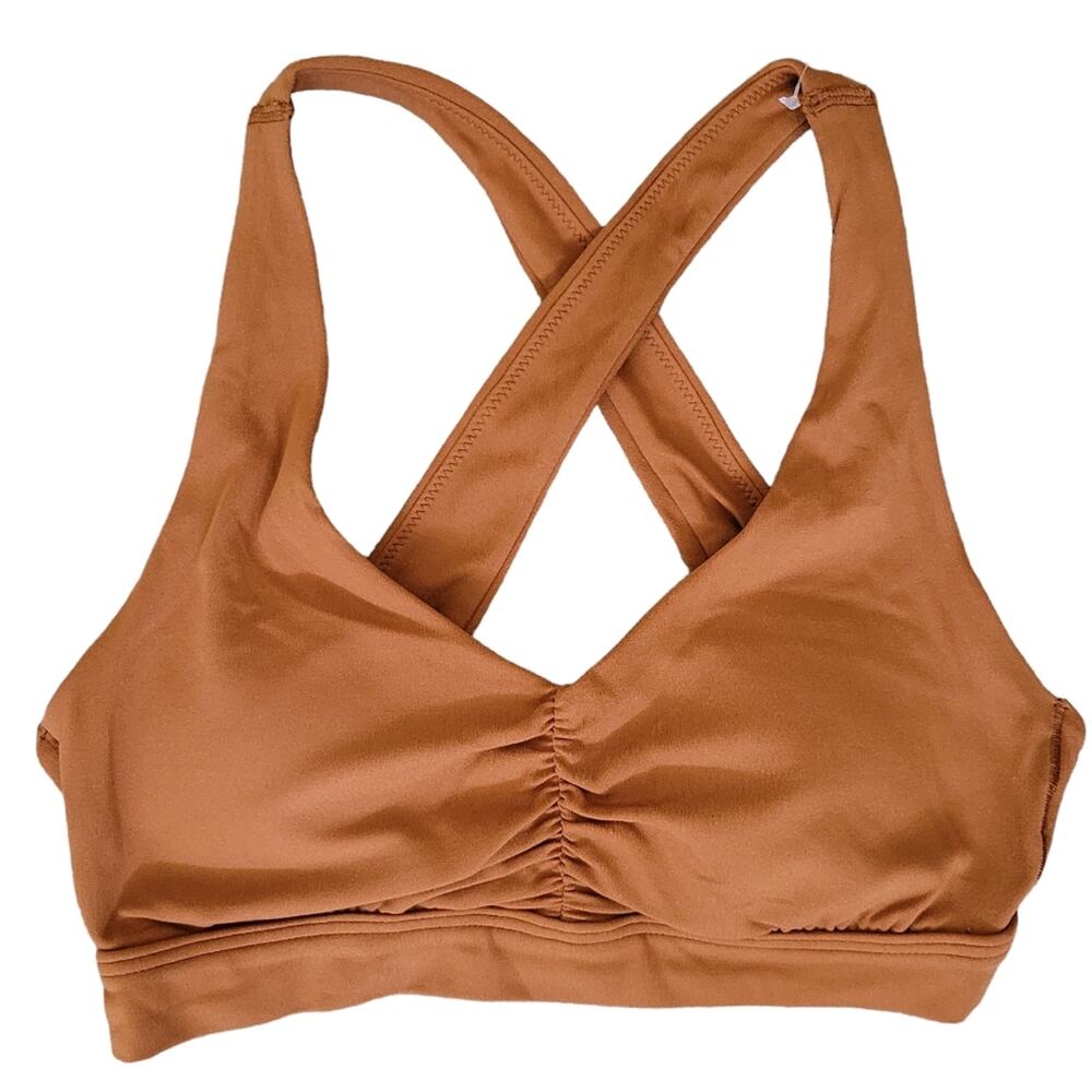 Offline by Aerie Real Me Sports Bra Size Small S Ruched Orange RACERBACK Padding - Picture 1 of 5
